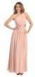 One Shoulder Floral Accent Formal Bridesmaid Dress in Blush